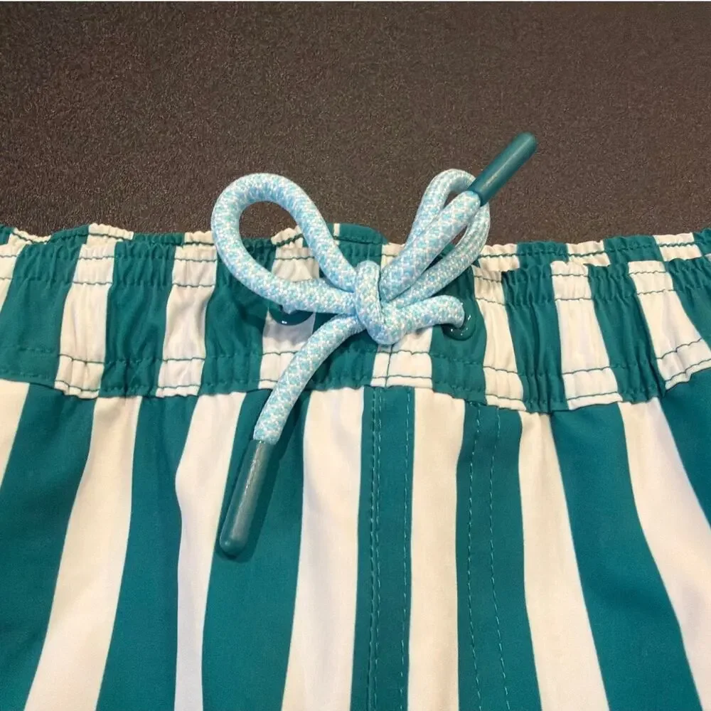 NWOT Nordstrom Swim Trunks, Green White Stripe, Boys XL 14/16